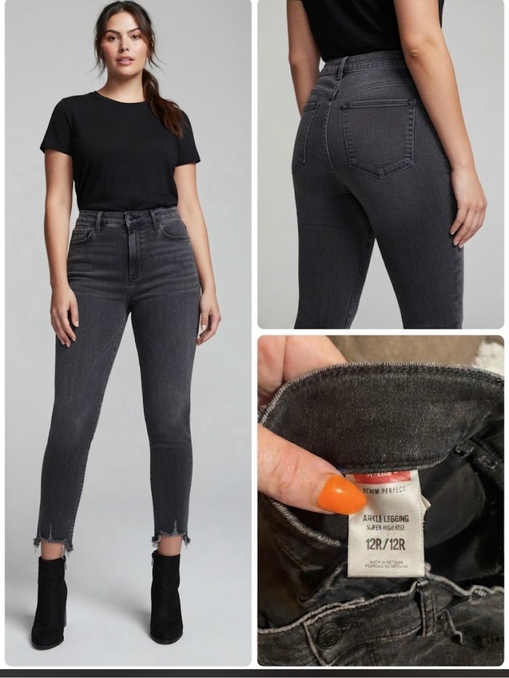 Express High-Rise Ankle Legging Jeans in Washed Charcoal